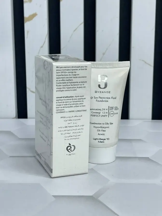 ضد آفتاب رنگی SPF50 بیزانس مناسب پوست چرب و مختلط
