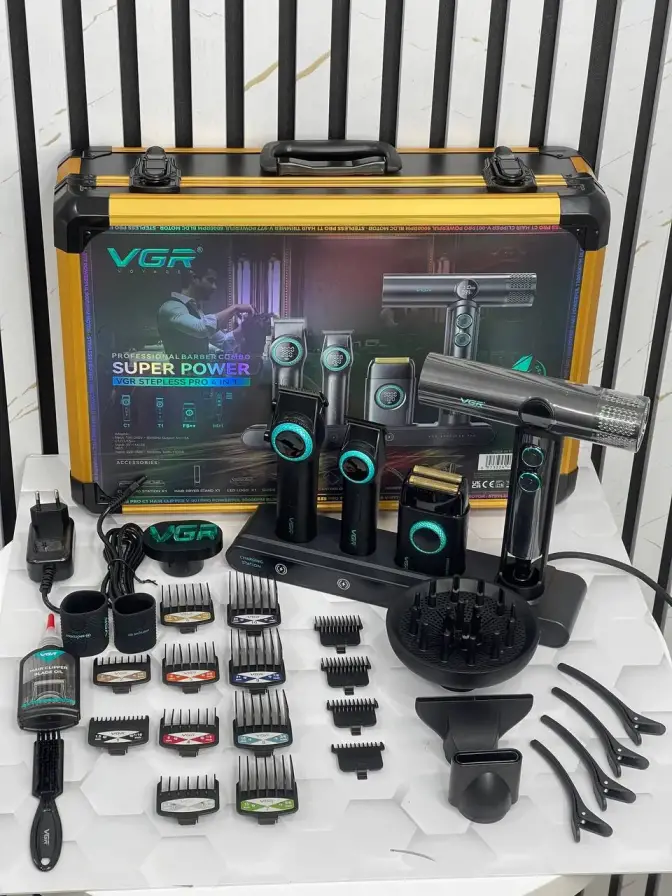 ست ماشین اصلاح و سشوار حرفه ای وی جی آر مدل VGR STEBLRES PRO 4in1