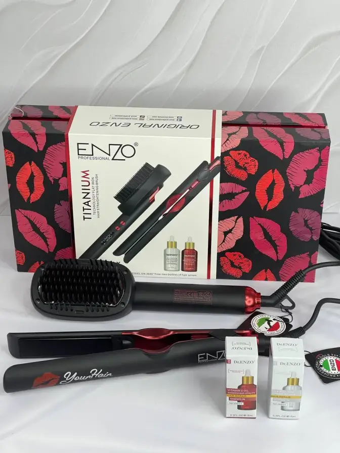 ست اتو مو و برس حرارتی انزو مدل ENZO EN-3846