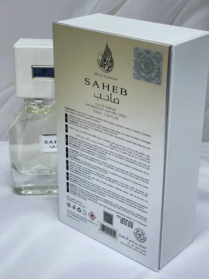 ادکلن صاحب اینتنس سفید ارض الزعفرانSaheb Intense Ard Al Zaafaran