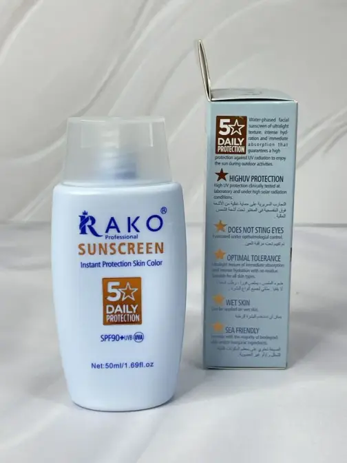ضدآفتاب رنگی فاقد چربی و آبرسان راکو RAKO SPF90 حجم 50 میل