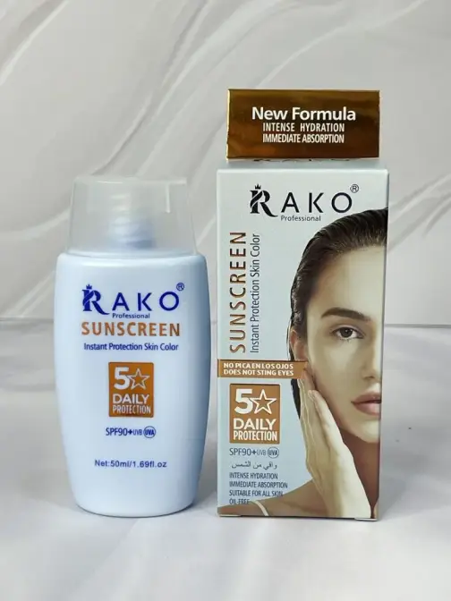 ضدآفتاب رنگی فاقد چربی و آبرسان راکو RAKO SPF90 حجم 50 میل