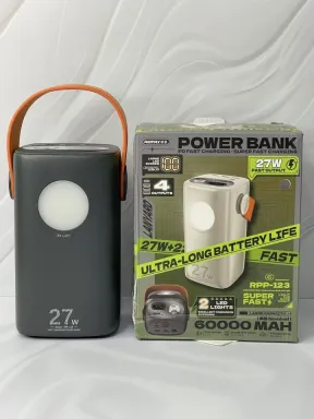 پاوربانک 27 وات ریمکس مدل RPP-123 ظرفیت 60000 میلی‌آمپر ساعت