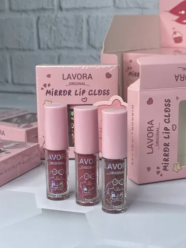 لیپ گلاس (برق لب) 3 عددی مایع لاورا Lavora