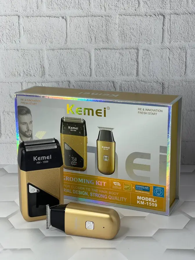 ست 2 عددی ماشین اصلاح موی سر و صورت کیمی مدل Kemei KM-1559